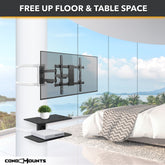 CondoMounts Pillar & Wall Floating Shelves for Soundbars, Gaming Consoles | No Drill Pillar & Wall Shelf | Holds 40lbs | Fits Pillars 8-in to 48-in Post | Fits No Stud Walls | Black Glass